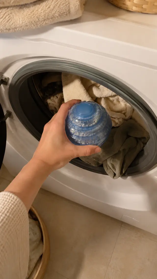 Photo client — la boule de lavage Les Gargoo devant la machine